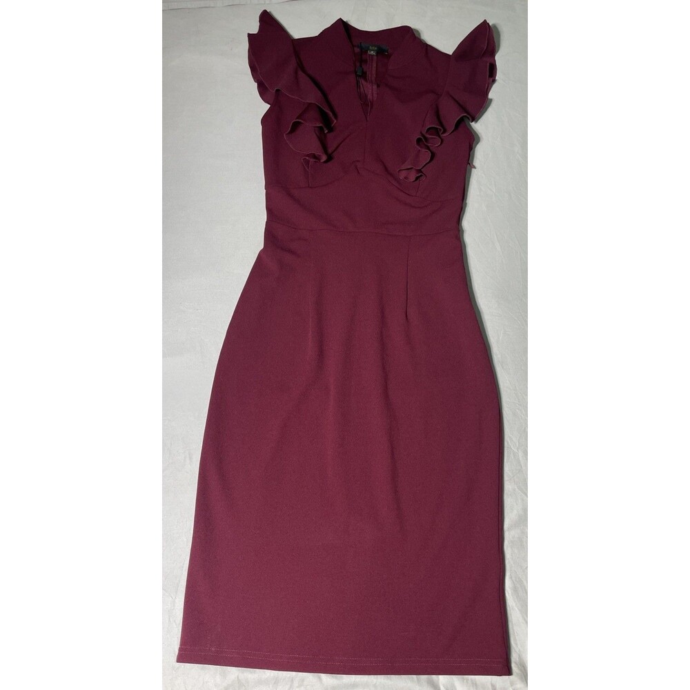 Knittee Ruffled Top Maroon Dress Women’s Medium 8-10